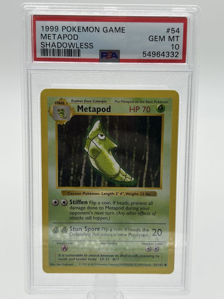 Metapod | 54/102 | Base Set *Shadowless* | PSA | Grade 10