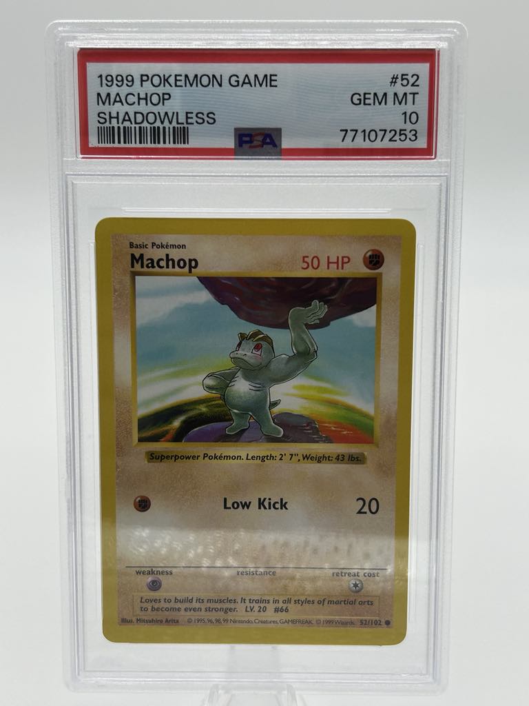 Machop | 52/102 | Base Set *Shadowless* | PSA | Grade 10