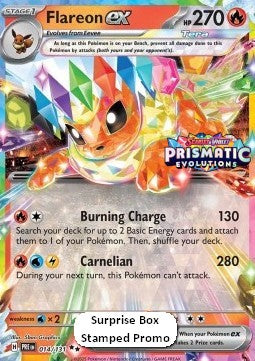 Single | Scarlet & Violet | Prismatic Evolutions (STAMPED PROMO) | Flareon | 014/131 | ENG