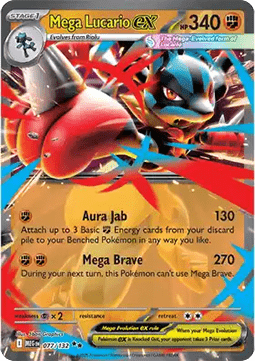 Single | Mega Evolution | Base Set | Mega Lucario ex | 077/132 | ENG