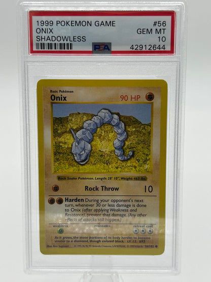 Onix | 56/102 | Base Set *Shadowless* | PSA | Grade 10