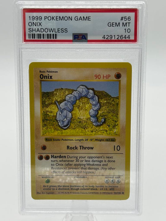 Onix | 56/102 | Base Set *Shadowless* | PSA | Grade 10