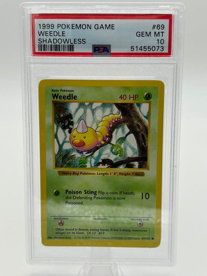 Weedle | 69/102 | Base Set *Shadowless* | PSA | Grade 10