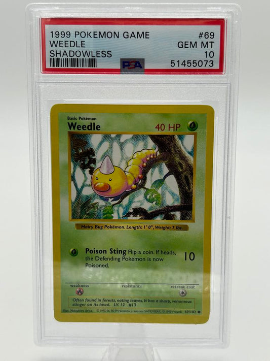 Weedle | 69/102 | Base Set *Shadowless* | PSA | Grade 10