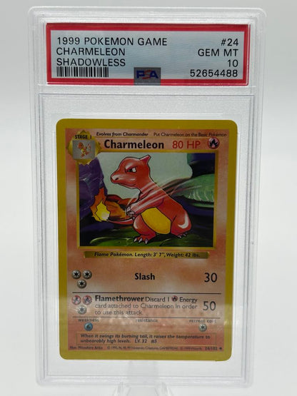 Charmeleon | 24/102 | Base Set *Shadowless* | PSA | Grade 10