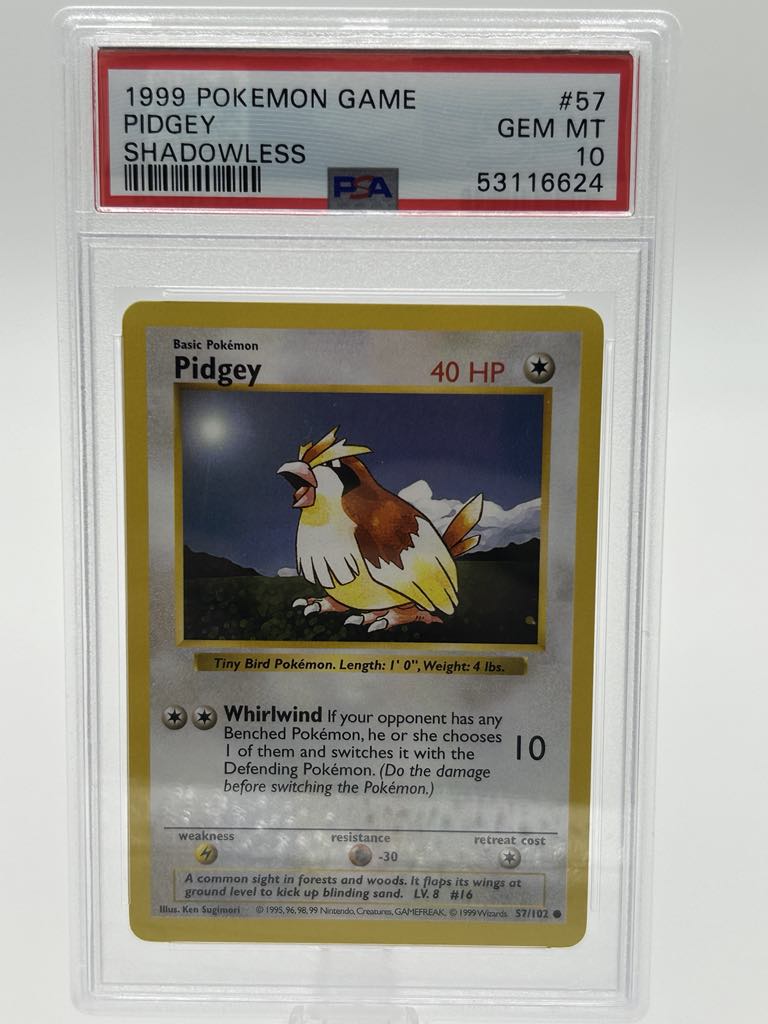Pidgey | 57/102 | Base Set *Shadowless* | PSA | Grade 10