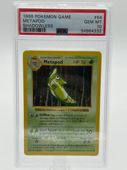 Metapod | 54/102 | Base Set *Shadowless* | PSA | Grade 10