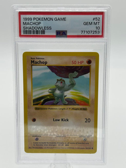 Machop | 52/102 | Base Set *Shadowless* | PSA | Grade 10