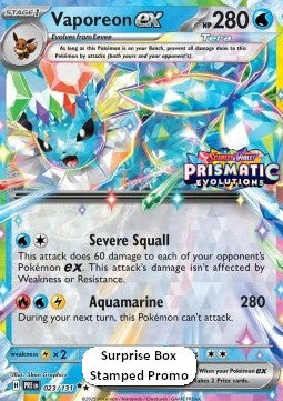 Single | Scarlet & Violet | Prismatic Evolutions (STAMPED PROMO) | Vaporeon | 023/131 | ENG